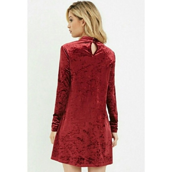 FOREVER 21 CRUSHED VELVET MOCK NECK DRESS CLASSIC GLAMOUR ROMANTIC SMALL - Picture 10 of 11